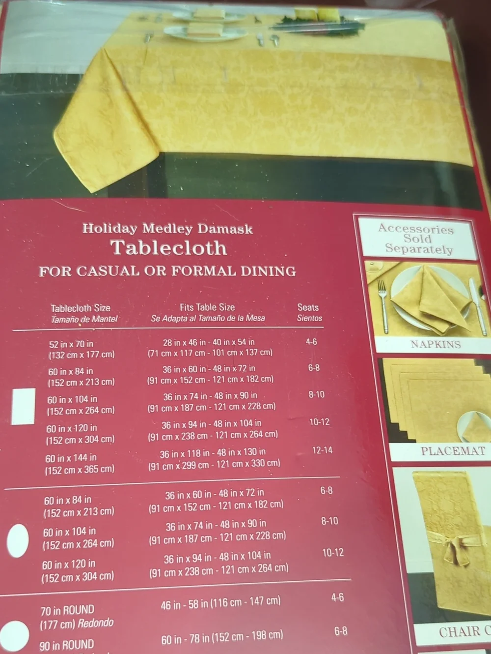Gold Damask Tablecloth, 60